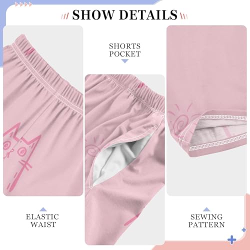 Cute Draw Cats Boys Pants Boys Athletic Pants Long Pant for Boy with Pockets Wide-Leg Size 6-14Y4