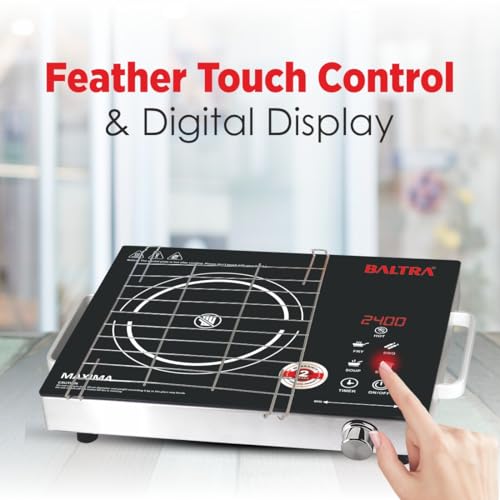 Image of BALTRA 2400 Watt Infrared Induction Cooktop With Digital Display| Maxima BIC164-5KV Surge Protection| Sensor Touch| Steel Food grade grill| 2 Year Door step Warranty