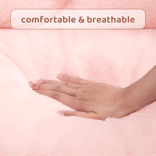 Hollypet Katzenbett Kleines Hundebett, Flauschiges Plüsch Katzensofa für Katzen und Welpen, Weiches Schlafsofa für Haustiere Atmungsaktives Haustierbett, Rosa