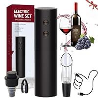 Cavatappi Elettrico Per Vino Ricaricabile - Set Regalo 5 In 1 Con Base, Taglia Capsule, Tappo Vuoto E Versatore - Foto 10