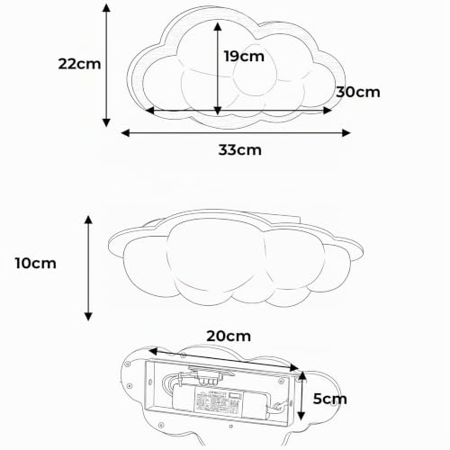 Alpinaluz Applique LED Enfant Nuage 3D avec Base en Fer Imitation Bois et Abat-jour en Polycarbonate Blanc, Lumière Intégrée 12W CCT Tricolore pour Chambres d’Enfants et Ambiances Modernes – vue 6