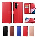 Luxury Case for Samsung Galaxy A14 5G / A14 4G Leather Phone Case Cover,[LifetimeSupport], PU Faux Leather Wallet Book Folio Flip Magnetic Shockproof Case with Card Slots Folding and Kickstand (Red)