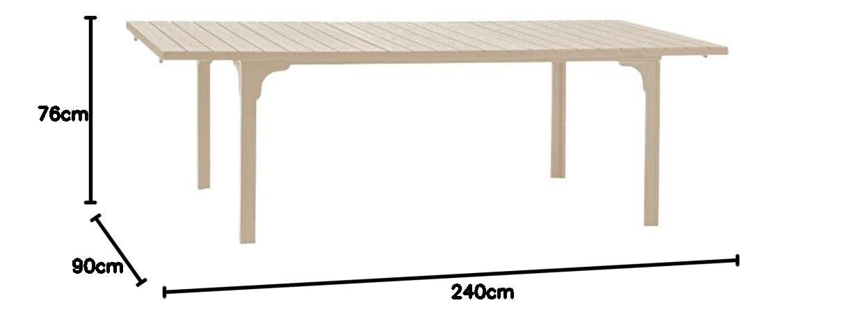 Totò Piccinni Tavolo rettangolare CILE allungabile 180/240x90x76h struttura in metallo piano in polietilene effetto legno per giardino ideale per 6 o 10 persone (Tortora)
