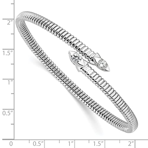 4.05Mm 925 Sterling Silver Rhodium Plated Textured Cz Cubic Zirconia Simulated Diamond Bypass Cuff Breligious Guardian Angel Bracelet Jewelry Gifts For Women #TOP1