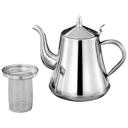 RUNROTOO Cafetera de Acero Inoxidable de 1500ml Filtro Extraíble y Boquilla Larga, Diseño Moderno Adecuado para Camping al Aire Libre y Oficinas