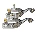 UNISTRENGH Mens Western Cowboy Spurs Steel Denim Spurs German Silver Decorative Plate with Gear and Copper Cap Buckle, Sold by Pair (Silver-82mm)