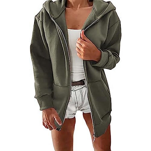 Veste à glissière sport pour femme avec doublure polaire chaude et coupe oversize confortable