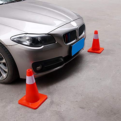 12 Pack 18" Traffic Cones PVC Safety Road Parking Cones Weighted Hazard Cones Construction Cones for Traffic Fluorescent Orange w/4" Reflective Strips Collar Safety Signs (12) - Thumbnail 7