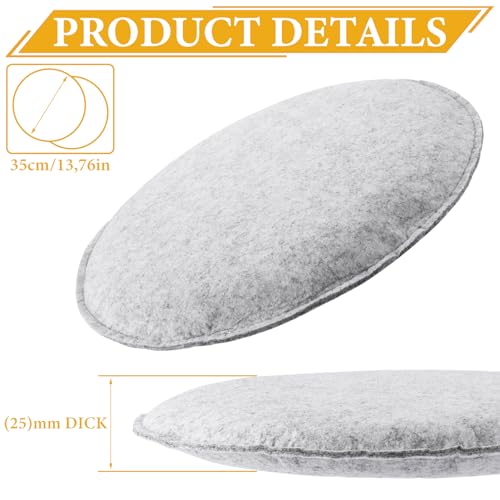 Cojines redondos de fieltro premium gris claro de 35 cm con antideslizante 3