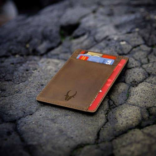 Image of WildHorn Leather Card Holder for Men & Women (Tan Hunter)