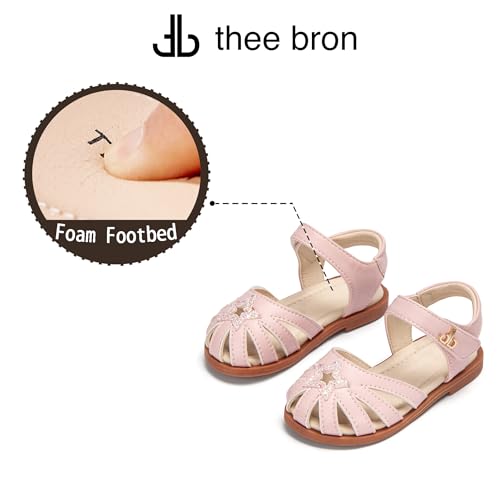 Image of THEE BRON Toddler Girls Closed-Toe Sandals Sweet Retro Cutout Summer Dress Shoes