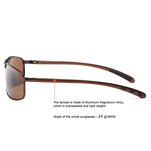 ZHILE Rectangular Polarized Sunglasses Al-Mg Alloy Temple Spring Hinge UV4003