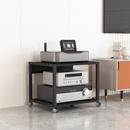 Soporte de audio para reproductor de CD con estante de almacenamiento móvil