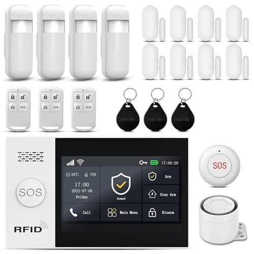 Wireless Home Alarm System 21-Piece Kit, WiFi/4G Alarm System for Home Security with Phone APP Alert (Door Sensors,Alarm Siren, Remote, Motion Detector) for Home, Apartment, Work with Alexa