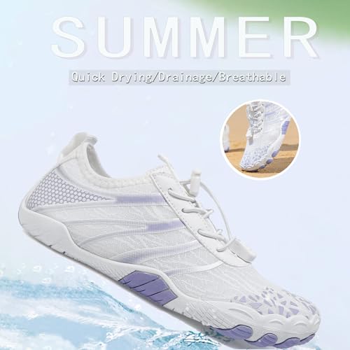 Image of Beach Water Shoes for Women Men Quick Dry Non-Slip Wide Toe Hike Barefoot Footwear for Beach Pool Aqua Swim Surf Walk