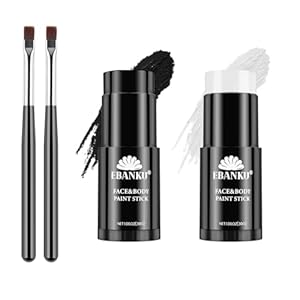 EBANKU Face Body Paint Stick Oil, White Eye Black Sticks voor sport, Cream Skeleton Joker Mime Foundation Make-up, Face Painting Kit voor Halloween SFX Cosplay Kostuum Feest (H-B-TZ)