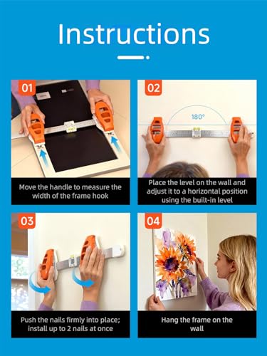 Hang Smart - Magnetic Leveling Ruler for Picture Hanging,Level Perfect - 3-in-1 Mounting Tool with Self-Align Feature,Easy-Hang Pro Kit - Complete Guide for Straight Wall Decor