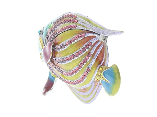 Pink Color Angel Fish Jeweled Swarovski Crystal Decorative Trinket Box #TOP4