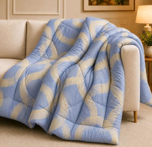 Image of HOMEKART 220 GSM Reversible Microfiber AC Comforter /Duvets for Mild Winter | All Season King Size 3 Layered Quilted Blanket for Double Bed (220 cm x 240 cm,Beige
