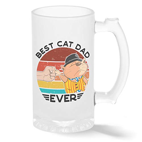 Best Cat Dad Ever Taza de cristal pintado transparente Taza para de Beer 500ml