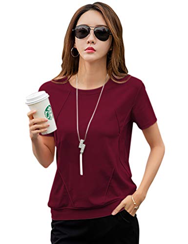 Image of Eyebogler Women's Striped Regular Fit Top (T335HS Wine Red Medium)