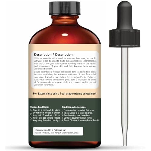 Image of Organic Zing Hibiscus (Rosa sinensis) Oil | Pure & Natural Essential Oil for Skincare, Hair Care & Massage- 30ml /1.01fl oz