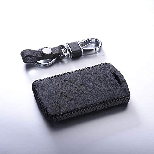 Key Case Top Leather Key Cover for Renault Megane 1 2 3 Koleos Laguna 2 3 Sandero Scenic Captur Clio Duster Fluence Case Shell Keychain - (Color Name: single layer black)