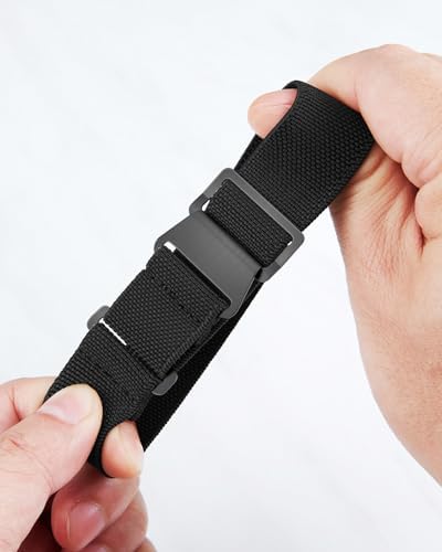 BINLUN Elastic Nylon Watch Straps 18mm/20mm/22mm Marine Nationale Style Parachute Fabric Replacement Watch Band Silver/Black Buckle Men Women Upgraded Hook-and-Loop Buckle
