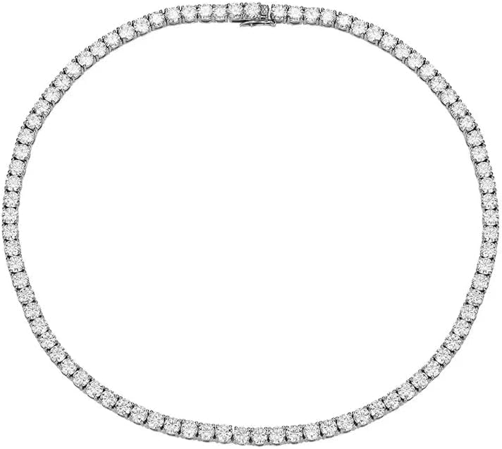 Chaîne diamant moissanite collier tennis argent 925 brillant 5mm mixte