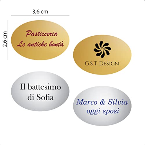 Etichette adesive ovali 3,6x2,6 cm PERSONALIZZATE