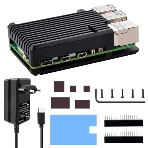 Raspberry Pi 5 Gehäuse mit USB-C Netzteil 27 W Pi 5 Armor mit Passive Kühlung Pi 5 für Pi 5 alluminio