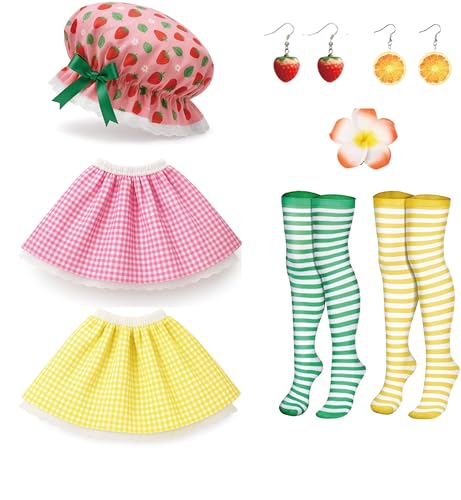 Cozypower 8 Pcs Strawberry Orange Cake Costume Halloween Y2k Cake Costume Accessories Set for Women Girls 2000s Outfits