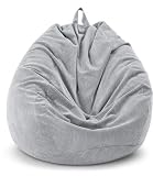 Highdi Pouf Salon pour Adulte 100 x 120 cm（sans Remplissage）  Velours Côtelé Housse de Pouf pour Intérieur et Extérieur, Gris Kids Bean Bag Cover pour Salon