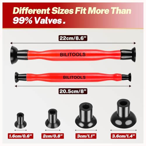 Image of BILITOOLS 2PCS Valve Lapping Kit Valve Grinding Tool with 8 Suction Cups | 4 Sizes Compatibility, For Engine Maintenance