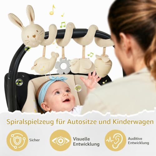 Vicloon Kinderwagen Spielzeug, Activity-Spirale Spielzeug, Hängendes Rasselspielzeug, Autositz-Spielzeug, Kontrast- & Sensorikspielzeug… – Ansicht 3