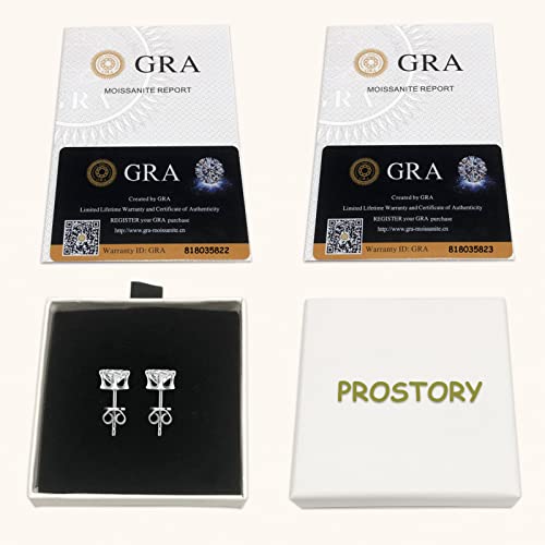 Prostory Moissanite Stud Earrings For Women, D Color Vvs1 Lab Created Diamond 6 Prong Stud Earring,18K Gold Plated 925 Sterling Silver For Women Or Men With Gra Certificate (0.2 Carats- 3Mm) #TOP5