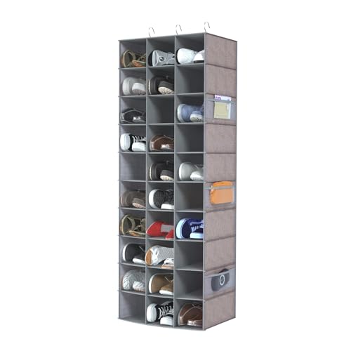 Libeder 30 Section Hanging Shoe Organizer & Storage for Closet,Heather Grey