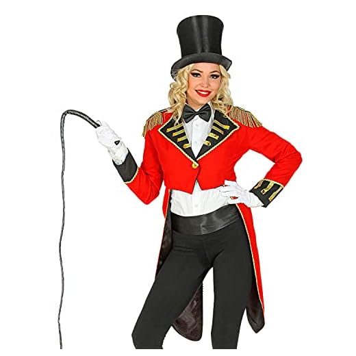 W WIDMANN MILANO Party Fashion - Zirkusdirektor Kostüm Damen, roter Frack, Showman Outfit für Karneval und Zirkus