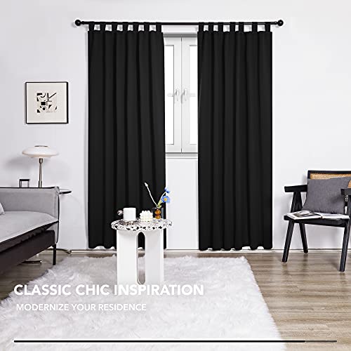 Deconovo Energy Saving Curtains Thermal Insulated Tab Top Blackout Curtains for Boys Bedroom 140x175cm Black ONE Pair - Image 4