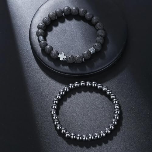 Bracelet hommes bijoux volcan ensemble de 2 pièces idée cadeau