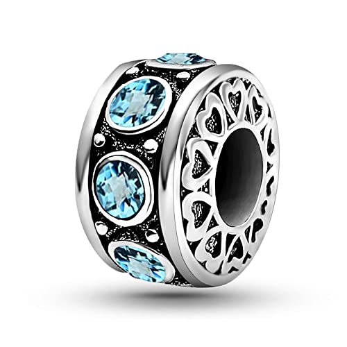 KunBead Mom Mothers Day Daughter March Birthstone Angel Love Bead Charms for Bracelets Necklaces