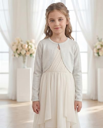 Image of BOLEROSE Girls Long Sleeve Sparkle Cardigan Childrens Kids Bolero Shrug