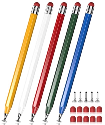 5 PCS Stylus Pen for Touchscreen,2-in-1 Disc Tip Stylus for Nintendo Switch,Pencil-Style Stylus Pen for ipad/iPhone/Android/Samsung Smartphone and Tablets, Compatible with Touch Screens(15 Tips)