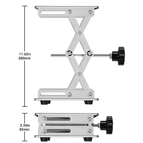 stonylab 8 inch x 8 inch Lab Scissors Jack, 200 x 200 mm Stainless Steel Laboratory Support Jack Platform Lab Lift Stand Table, Expandable Lift Height Range from 85 mm to 280 mm, Support Weight 15KG