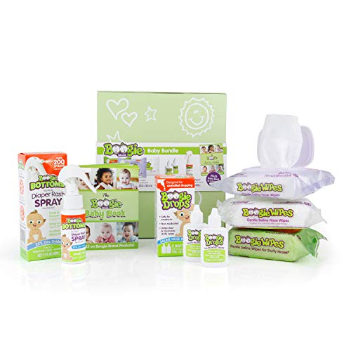 Image of Boogie Baby Gift Set Wipes, FSA/HSA Eligible, Baby Wipes 90 Count, Diaper Rash Cream Spray Bottoms Pack of 1, Baby Nasal Saline Drops (Pack of 2)