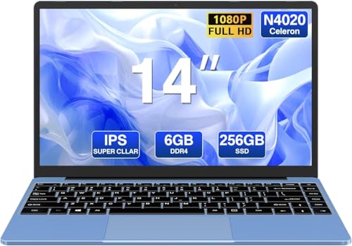 2025 Newest Ordenador Portátil 256GB SSD N4020(hasta 2.8Ghz) Win 11 PC 1080P Mini Puerto Multimedi 5G WiFi BT 4.2 Soporta 1TB SSD Expansión con Ratón Inalámbrico para Trabajo-Estudio-Aprendizaje-Azul