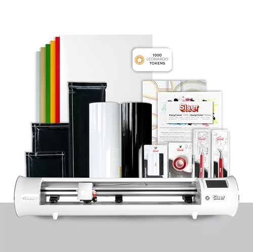 IL PACCHETTO INCLUDE: Plotter Romeo (con lame 45° e 60° e tappetino alta adesività), termovinile Hi-5 (nero matt e bianco matt, 2 rotoli 30cm x 5mt), termovinile colori e effetti misti (8 fogli formato A3), termovinile stampabile EasyColor (formato A4, 5+5 fogli), cartella colori, spellicolino, pinzette, nastro termico e spatola.