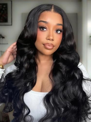 Image of Beauty Forever 7x5 Bye Bye Knots Put on and Go Glueless Wig Pre Cut 3D Body Wave Lace Front Wig Human Hair with Bleached Knots Pre Plucked Wigs for Beginner 150% Density Natural Color 22 Inch