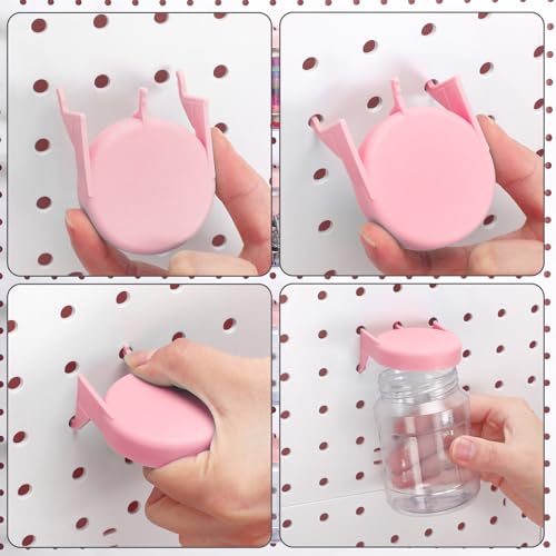 Image of Unittype 20 Set Pegboard Organizer Accessories Peg Boards Jars with Lids Plastic Pegboards Bins Storage Containers Clear Peg Board Wall Organizer for Garage Sewing Office Home Supplies(Light Pink)