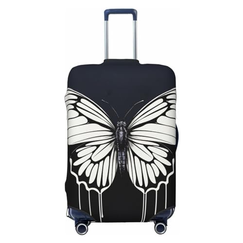 Travel Luggage Cover Elastic Anti-Scratch Suitcase Protector Washable Travel Suitcase Cover A Black And White Butterfly Luggage Protector Fits 18-32 Inch Suitcase